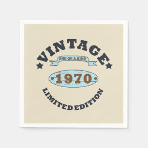born in 1970 vintage birthday party napkin