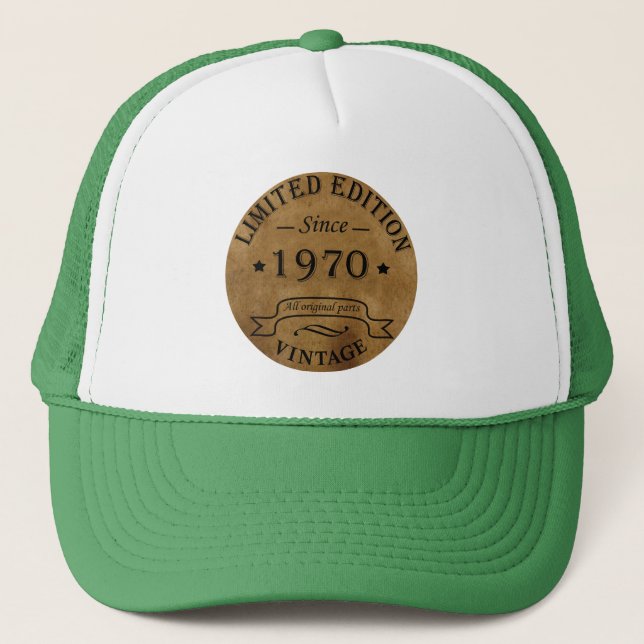 Born in 1970 vintage classic trucker hat (Front)