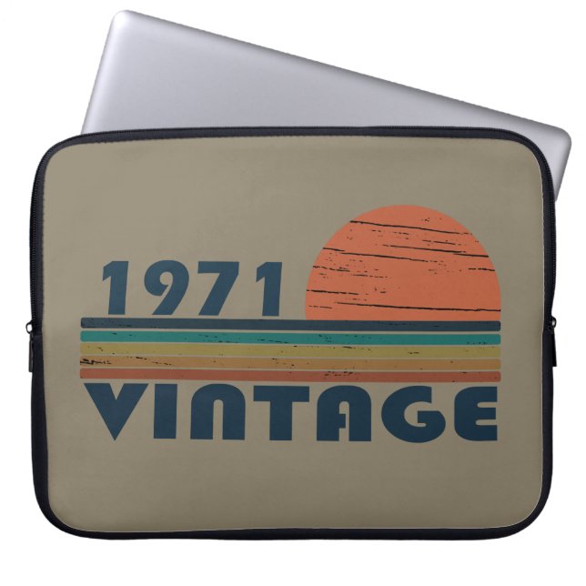 Born in 1971 vintage birthday gift laptop sleeve (Front)