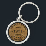 Born in 1971 vintage birthday key ring<br><div class="desc">You can add some originality with this limited edition, premium quality, and original, classy, retro, and vintage-looking birthday graphic design with a cool typography font. This is a great gift idea for men, women, husbands, wives, girlfriends, and boyfriends who will love this one-of-a-kind piece of art. Unique and funny holiday...</div>