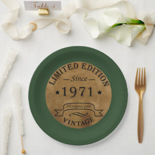 Born in 1971 vintage birthday paper plate