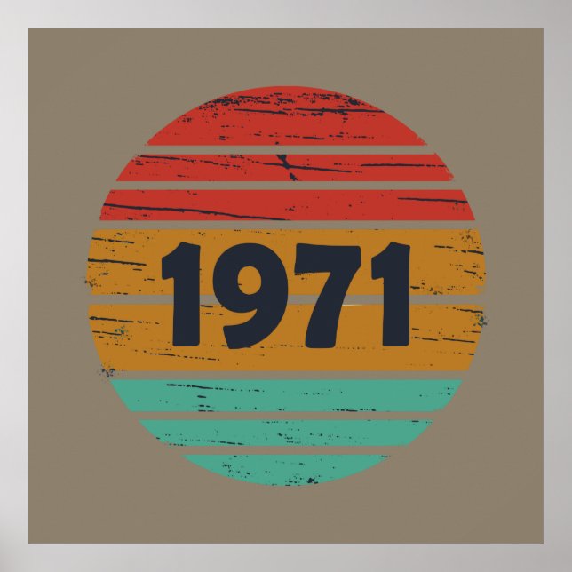 Born in 1971 vintage birthday poster (Front)