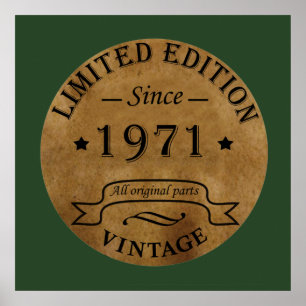 Born in 1971 vintage birthday poster
