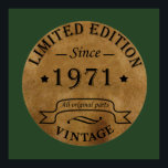 Born in 1971 vintage birthday poster<br><div class="desc">You can add some originality with this limited edition, premium quality, and original, classy, retro, and vintage-looking birthday graphic design with a cool typography font. This is a great gift idea for men, women, husbands, wives, girlfriends, and boyfriends who will love this one-of-a-kind piece of art. Unique and funny holiday...</div>