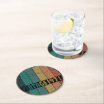 Born in 1971 vintage birthday round paper coaster<br><div class="desc">You can add some originality to your wardrobe with this limited edition original birthday sunset distressed vintage retro-looking design with awesome typography font lettering, it is a great gift idea for men, women, husband, wife girlfriend, and a boyfriend who will love this one-of-a-kind artwork. The best unique and funny holiday...</div>