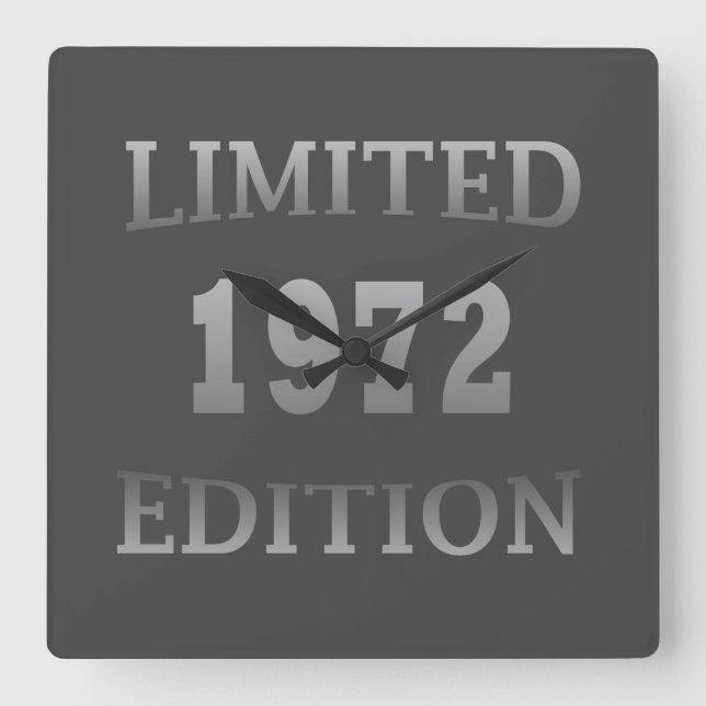 born in 1972 limited edition birthday square wall clock (Front)