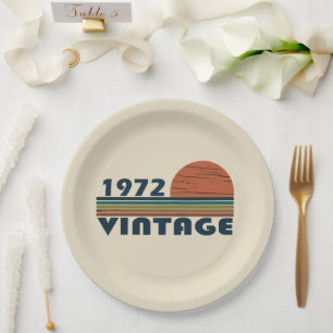 born in 1972 vintage birthday gift paper plate