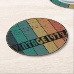 Born in 1972 vintage birthday gift round paper coaster<br><div class="desc">This vintage classic graphic design with awesome typography font lettering can add originality to your wardrobe collection. It is a great gift idea for men, women, husbands, wives, girlfriends, and boyfriends who will love this one-of-a-kind artwork. It is the best and most funny holiday present for your happy birthday party....</div>