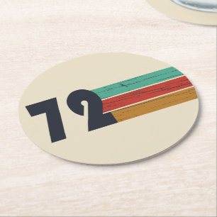 born in 1972 vintage birthday gift round paper coaster