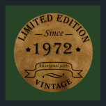 born in 1972 vintage birthday poster<br><div class="desc">You can add some originality with this limited edition, premium quality, and original, classy, retro, and vintage-looking birthday graphic design with a cool typography font. This is a great gift idea for men, women, husbands, wives, girlfriends, and boyfriends who will love this one-of-a-kind piece of art—unique and funny holiday gift...</div>