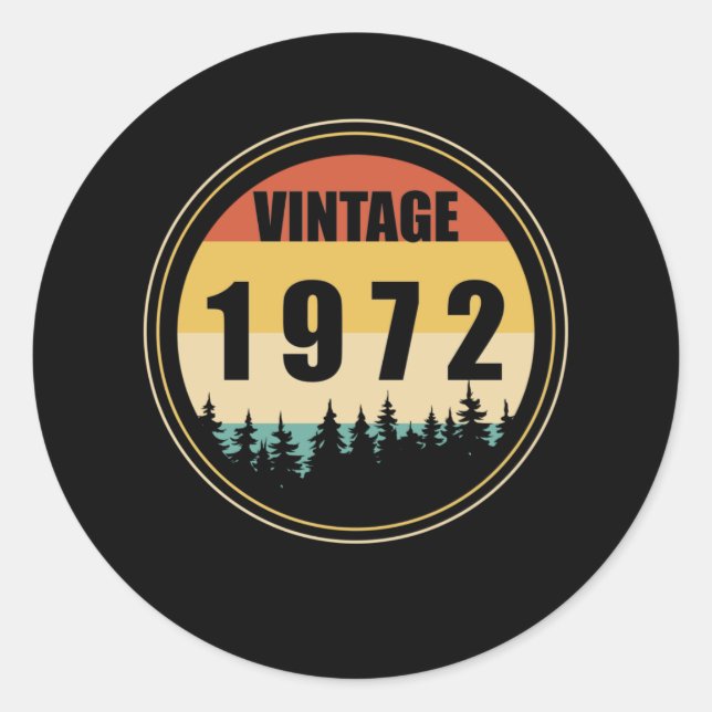 Born In 1972 Vintage Classic Round Sticker (Front)