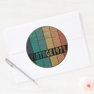 Born in 1972 vintage style birthday party classic round sticker