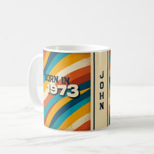 Born in 1973 Personalised Mug - 70s Groovy Stripes