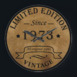 Born in 1973 vintage birthday large clock<br><div class="desc">You can add some originality with this limited edition, premium quality, and original, classy, retro, and vintage-looking birthday graphic design with a cool typography font. This is a great gift idea for men, women, husbands, wives, girlfriends, and boyfriends who will love this one-of-a-kind piece of art. Unique and funny holiday...</div>