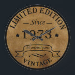 Born in 1973 vintage birthday large clock<br><div class="desc">You can add some originality with this limited edition, premium quality, and original, classy, retro, and vintage-looking birthday graphic design with a cool typography font. This is a great gift idea for men, women, husbands, wives, girlfriends, and boyfriends who will love this one-of-a-kind piece of art. Unique and funny holiday...</div>