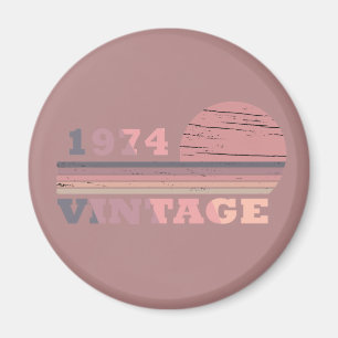 Born in 1974 classic retro purple pink magnet