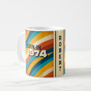 Born in 1974 Personalised Mug - 70s Groovy Stripes