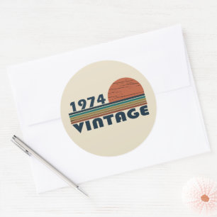 Born in 1974 vintage 50th birthday gift classic round sticker