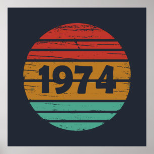 Born in 1974 vintage 50th birthday gift poster