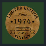 Born in 1974 vintage 50th birthday poster<br><div class="desc">You can add some originality with this limited edition, premium quality, and original, classy, retro, and vintage-looking birthday graphic design with a cool typography font. This is a great gift idea for men, women, husbands, wives, girlfriends, and boyfriends who will love this one-of-a-kind piece of art. Unique and funny holiday...</div>