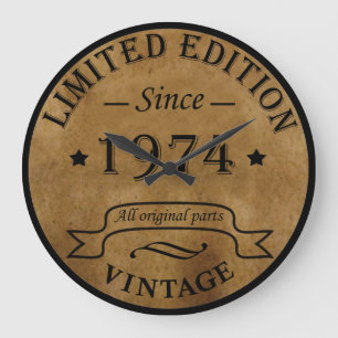 Born in 1974 vintage birthday gift large clock