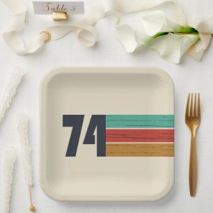 born in 1974 vintage birthday party paper plate