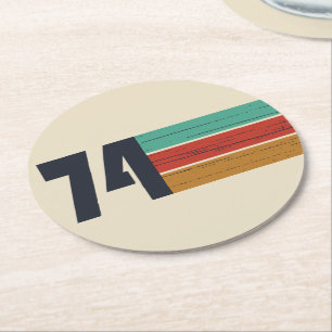 born in 1974 vintage birthday party round paper coaster