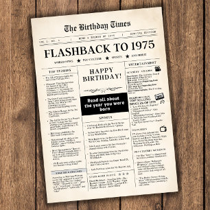 Born in 1975 Mock Newspaper for 50th birthday