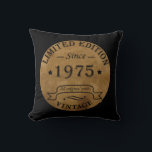 Born in 1975 vintage 50th birthday gift cushion<br><div class="desc">Make your birthday special with this unique design. Add a touch of sophisticated elegance to your birthday celebration with our exquisite, one-of-a-kind designs. These graphics bring sophistication and originality to any product, creating a memorable and stylish gift. They are perfect for those who appreciate a touch of timeless glamour on...</div>