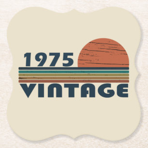 Born in 1975 vintage 50th birthday gift paper coaster