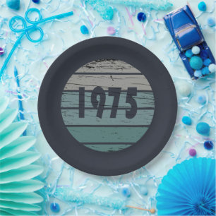 born in 1975 vintage 50th birthday gift paper plate