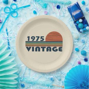Born in 1975 vintage 50th birthday gift paper plate