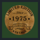 Born in 1975 vintage 50th birthday  poster<br><div class="desc">Make your birthday special with this unique design. Add a touch of sophisticated elegance to your birthday celebration with our exquisite, one-of-a-kind designs. These graphics bring sophistication and originality to any product, creating a memorable and stylish gift. They are perfect for those who appreciate a touch of timeless glamour on...</div>