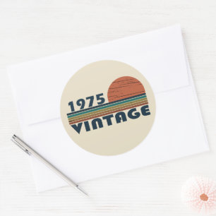 Born in 1975 vintage birthday party classic round sticker