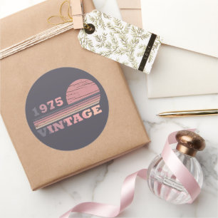 born in 1975 vintage birthday party classic round sticker