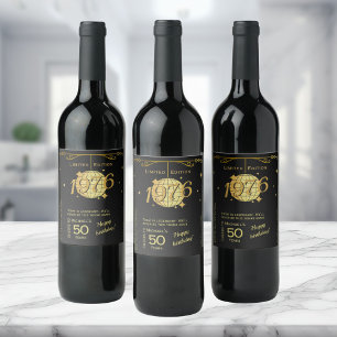 Born in 1976 50th birthday party wine label