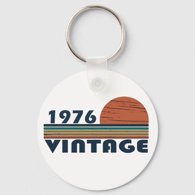 Born in 1976 vintage birthday gift key ring (Front)