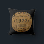 Born in 1977 vintage birthday cushion<br><div class="desc">You can add some originality with this limited edition, premium quality, and original, classy, retro, and vintage-looking birthday graphic design with a cool typography font. This is a great gift idea for men, women, husbands, wives, girlfriends, and boyfriends who will love this one-of-a-kind piece of art. Unique and funny holiday...</div>