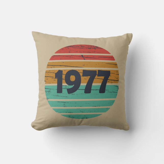 Born in 1977 vintage birthday gift cushion (Front)