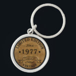 Born in 1977 vintage birthday key ring<br><div class="desc">You can add some originality with this limited edition, premium quality, and original, classy, retro, and vintage-looking birthday graphic design with a cool typography font. This is a great gift idea for men, women, husbands, wives, girlfriends, and boyfriends who will love this one-of-a-kind piece of art. Unique and funny holiday...</div>