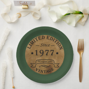 Born in 1977 vintage birthday paper plate