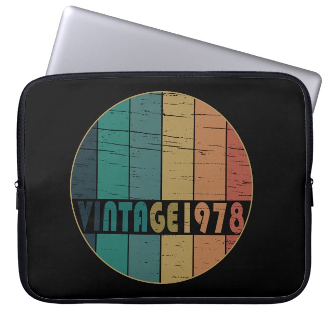 Born in 1978 vintage birthday laptop sleeve (Front)
