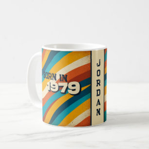 Born in 1979 Personalised Mug - 70s Groovy Stripes