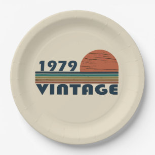 Born in 1979 vintage birthday gift paper plate