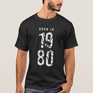 Born In 1980 Birth Year 1980 Birthday Shattered St T-Shirt