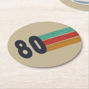 Born in 1980 elegant vintage birthday party round paper coaster