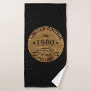 Born in 1980 vintage birthday bath towel