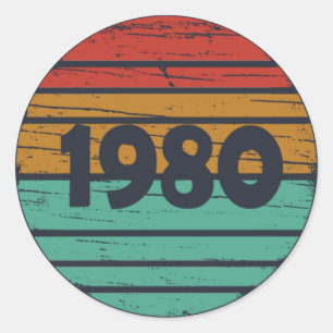 Born in 1980 vintage birthday gift classic round sticker