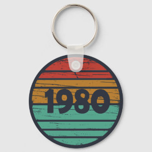 Born in 1980 vintage birthday gift key ring