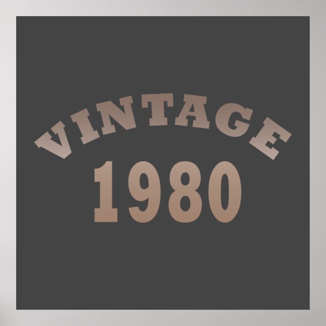 Born in 1980 vintage birthday gift poster (Front)